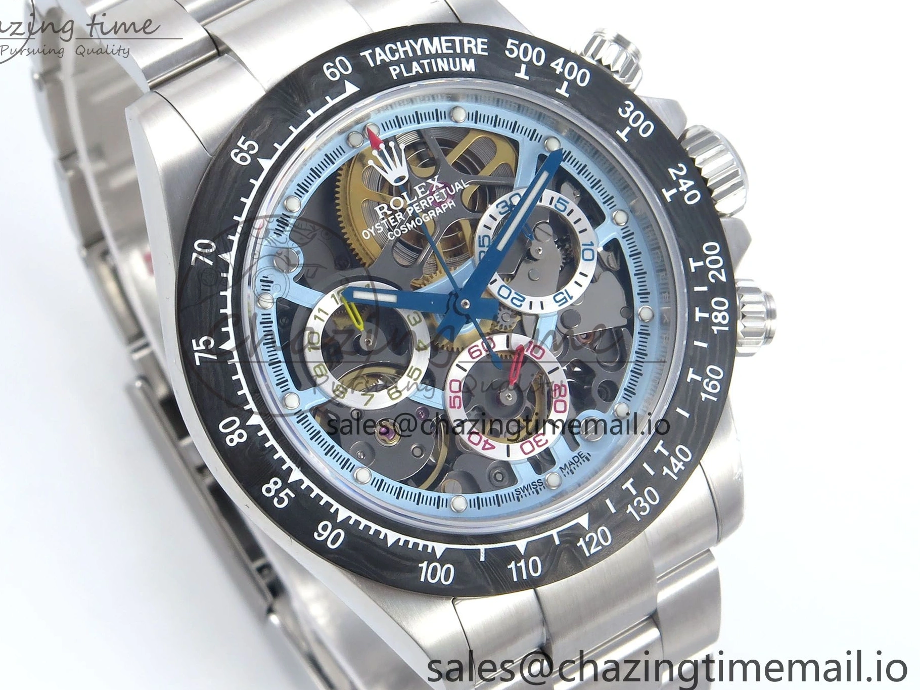 AAA Replica Watches Daytona Edition Bracelet Dial SS Carbon Best on Durable SS Skeleton Bezel DD 369 Artisans GETF 1229